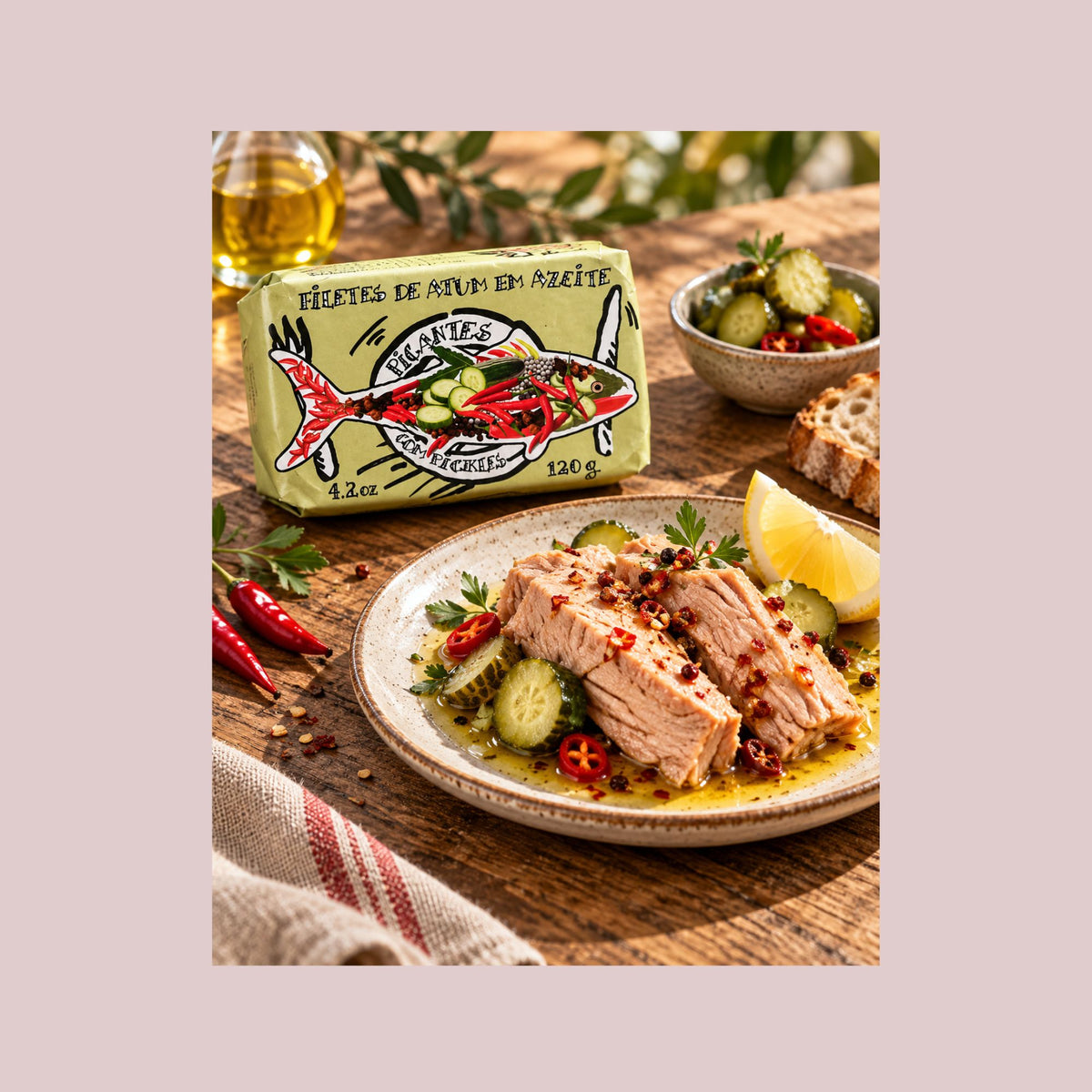 Cântara tunfileter i pikant olivenolie med pickles 120 g