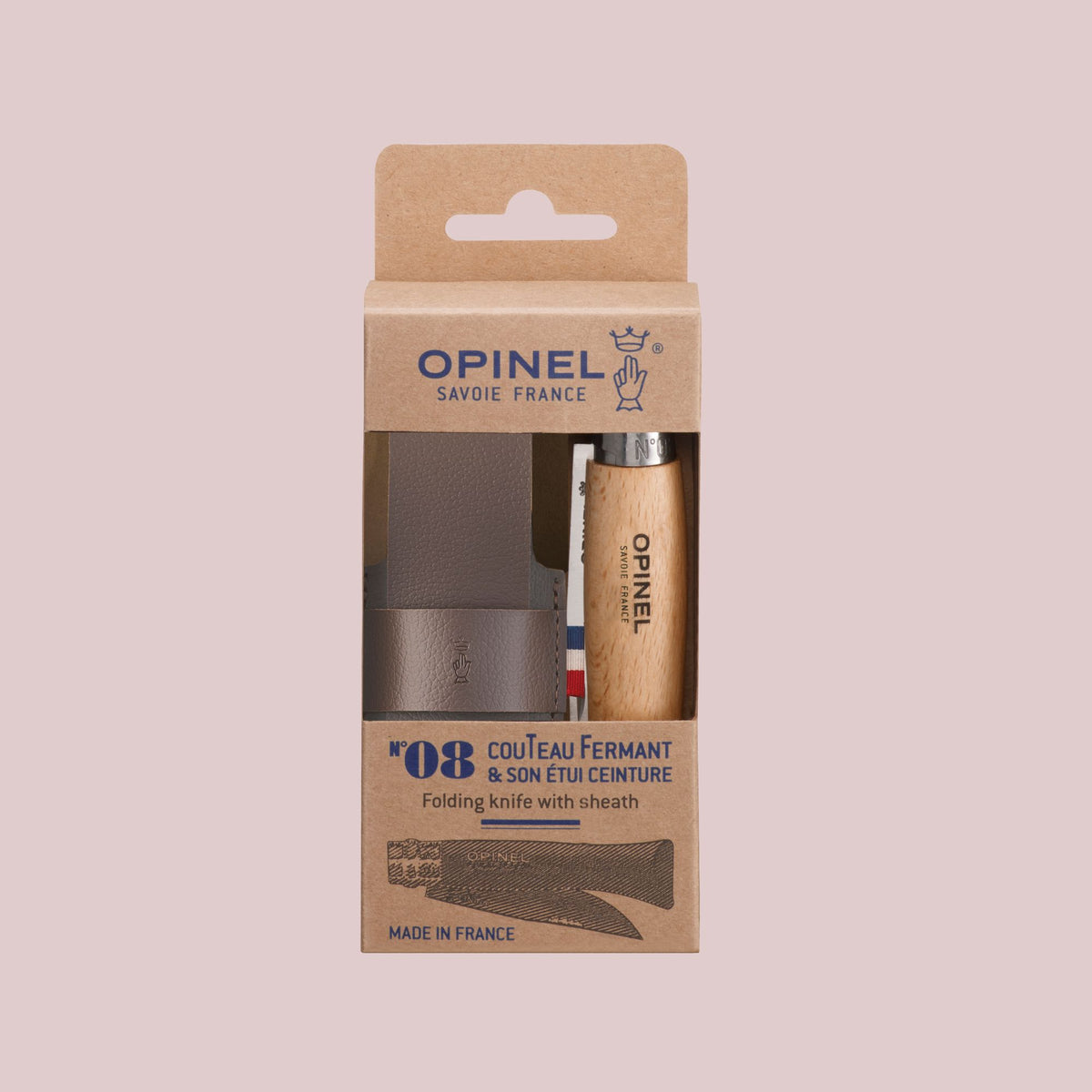 Opinel N°08 foldekniv i bøgetræ med etui