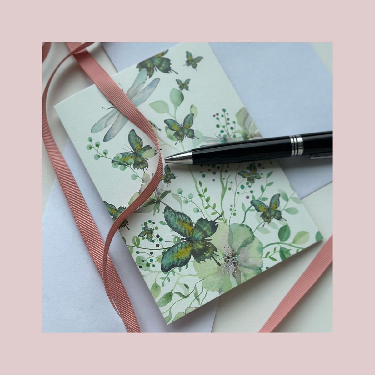Foldet kort – Papillon Green Butterflies