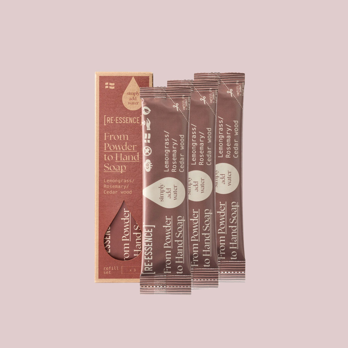 Re-Essence håndsæbe refill 3 stk. | Citrongræs & rosmarin