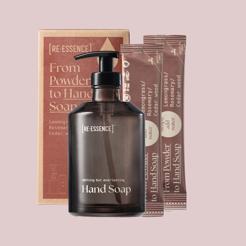 Re-Essence sæbedispenser + 2 refills | Citrongræs & rosmarin