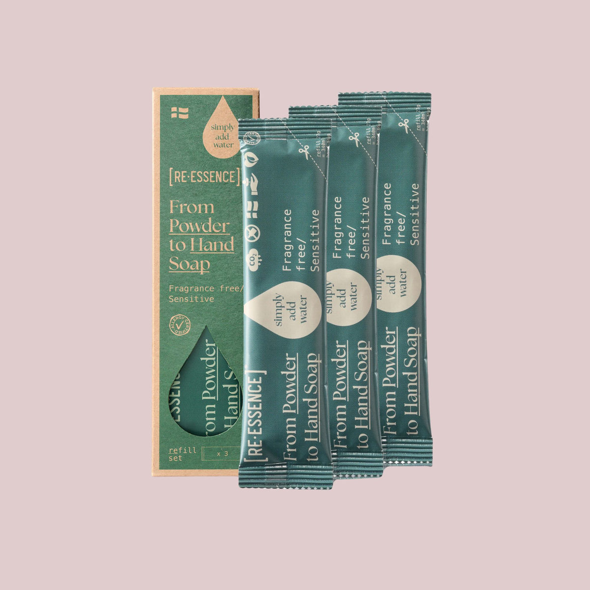 Re-Essence håndsæbe refill 3 stk. | Parfumefri & sensitiv