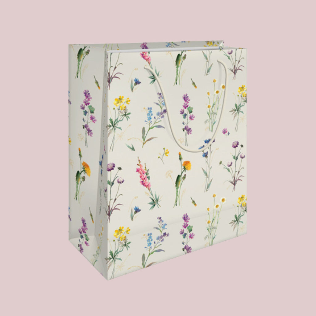 Italiensk luksusgavepose – vilde blomster 30×36×12 cm | Kartos