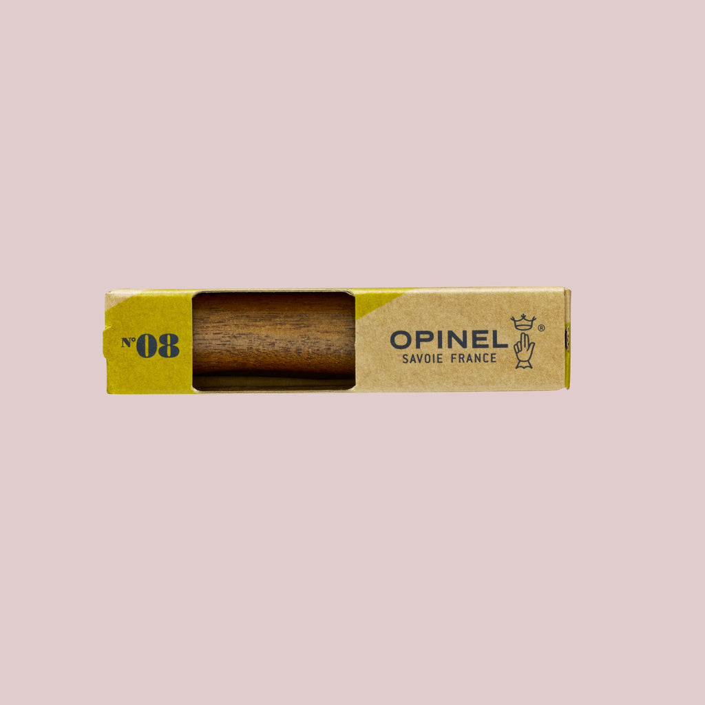 Opinel N°08 foldekniv i valnøddetræ med rustfri stålklinge