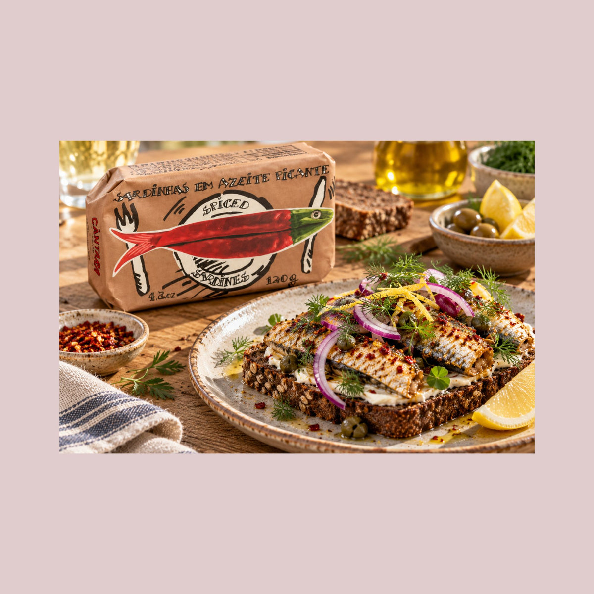 Cântara sardiner i pikant olivenolie 120 g