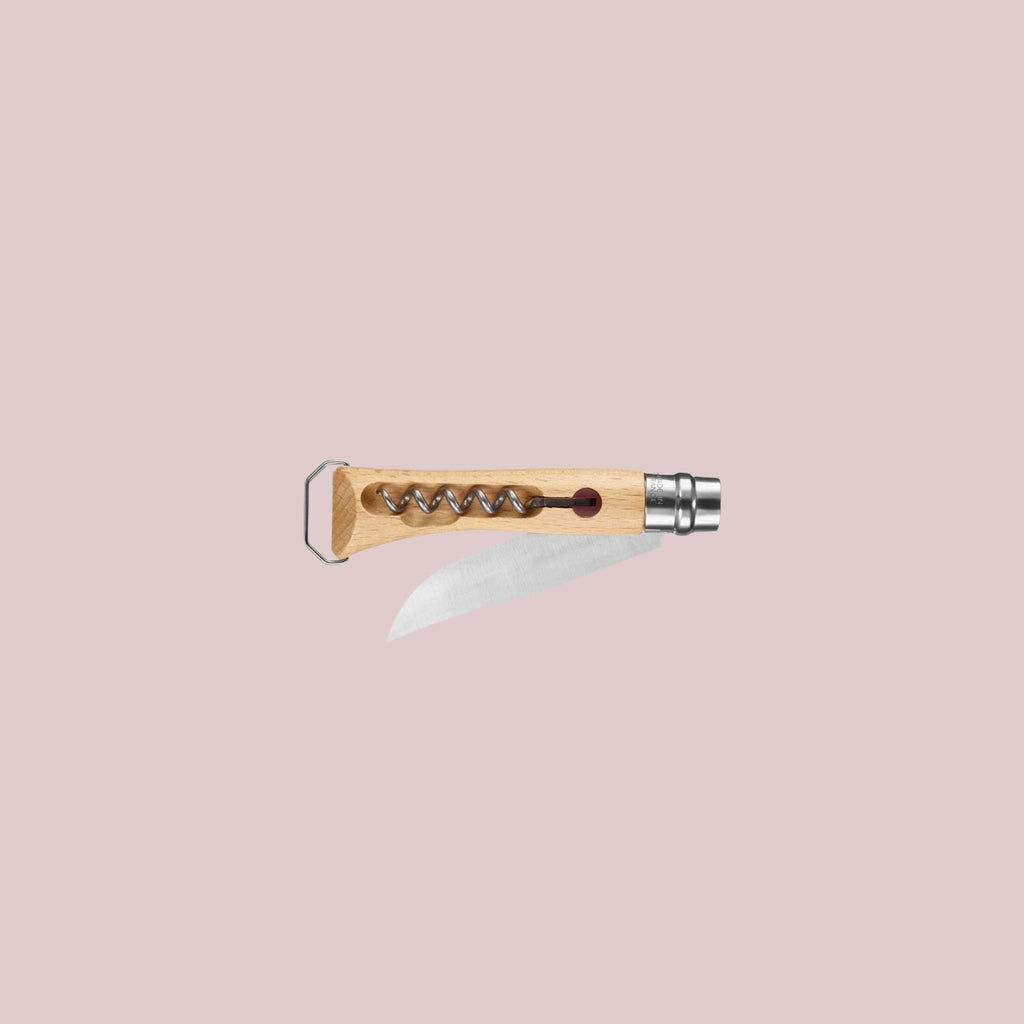 Opinel N°10 foldekniv i bøgetræ med proptrækker og flaskeåbner