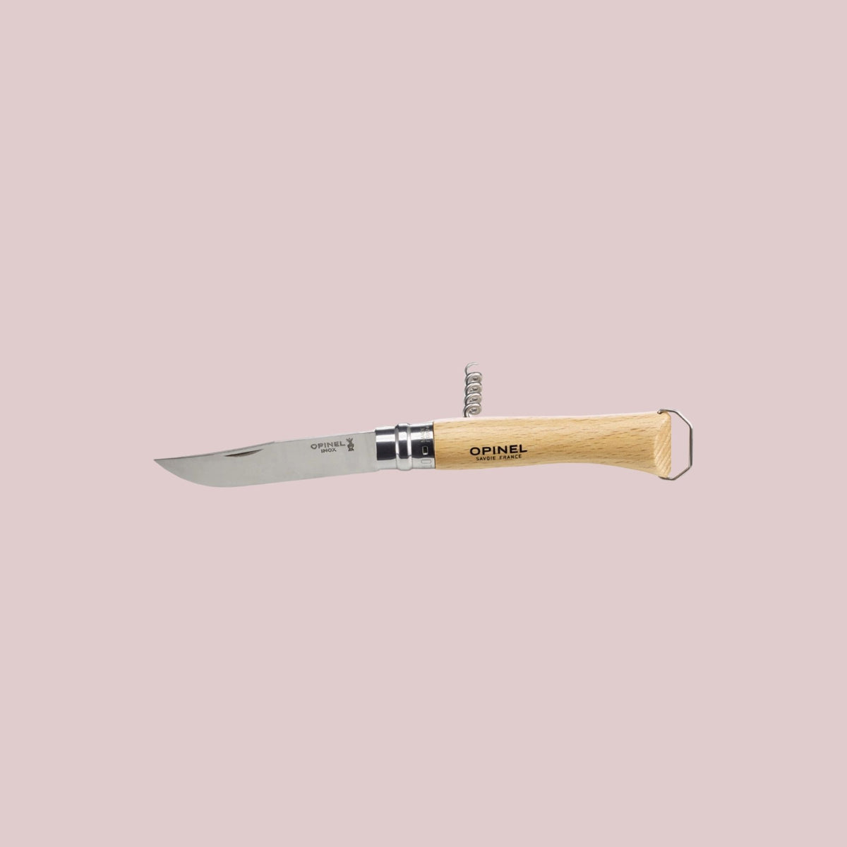 Opinel N°10 foldekniv i bøgetræ med proptrækker og flaskeåbner