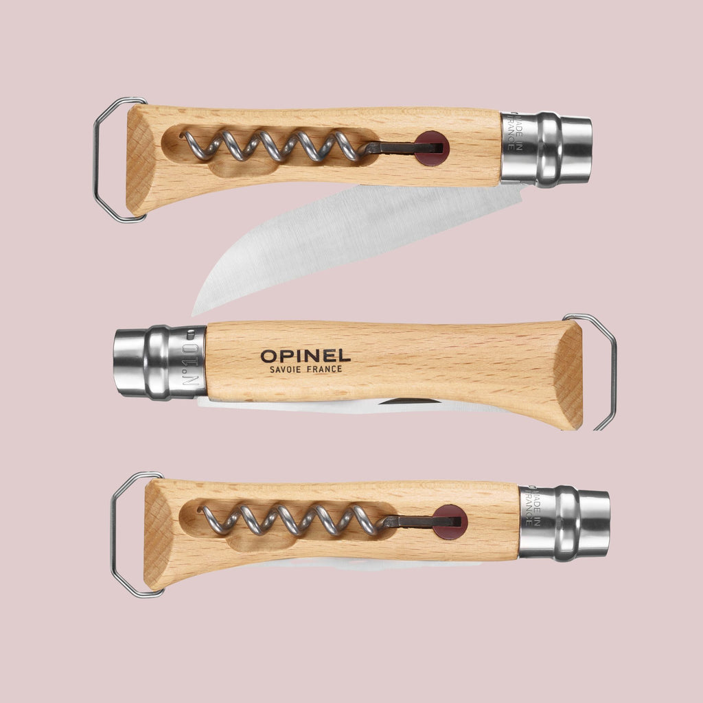 Opinel Nomad Cooking Kit med tre foldeknive, skærebræt og mikrofiberklud