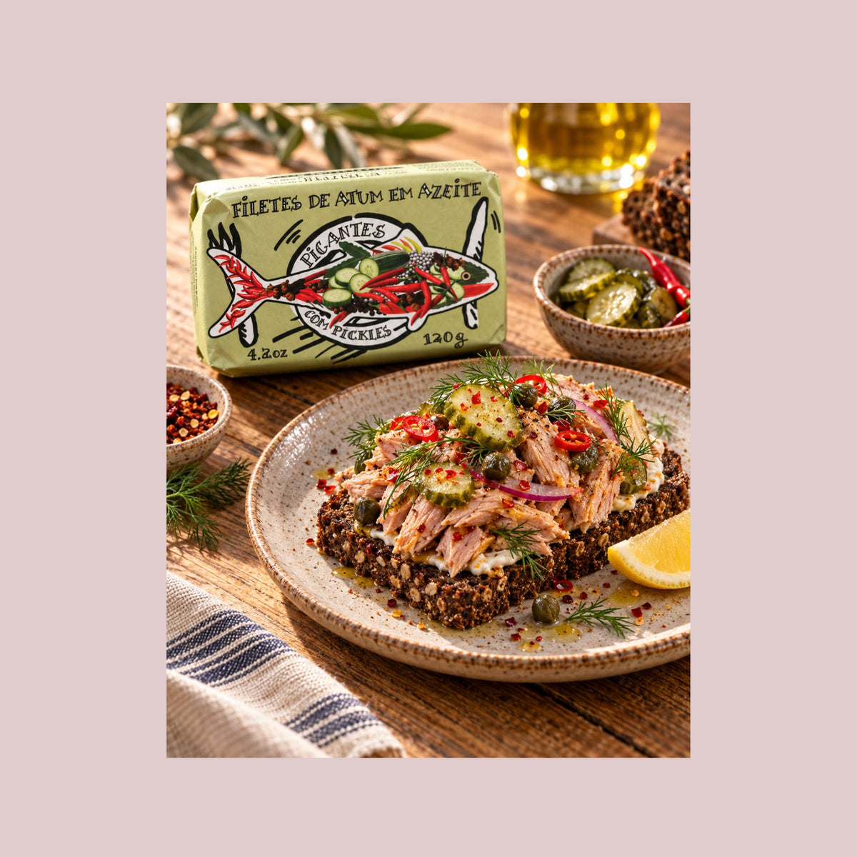 Cântara tunfileter i pikant olivenolie med pickles 120 g
