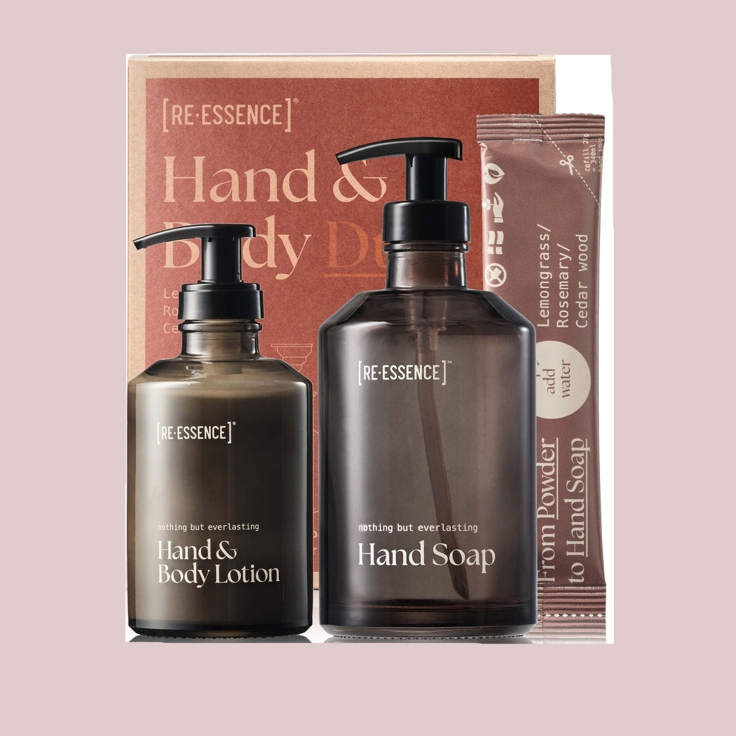 Re-Essence Håndsæbe + Hånd og Body Lotion: Citrongræs/Rosmarin/Cedertræ