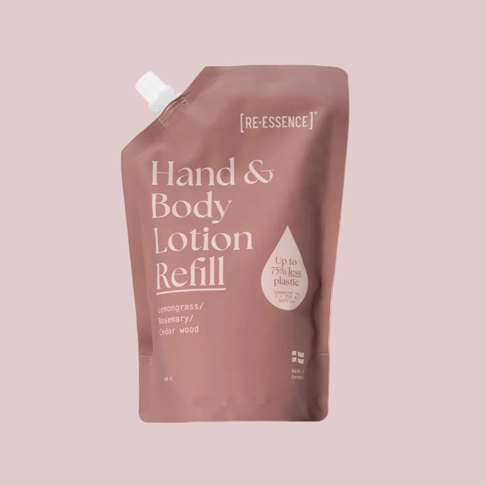 Re-Essence: Hånd & Body Lotion Refill Citrongræs/Rosmarin/Cedertræ 500ml